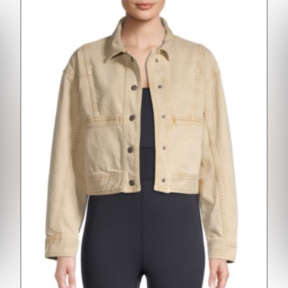 Free People Star Crossed Cropped Denim Jacket in Frappe